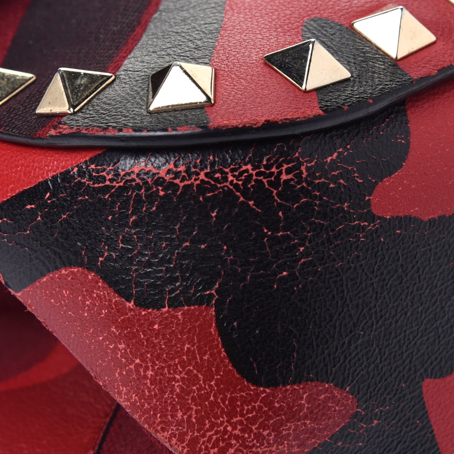Valentino Garavani Nappa Canvas Camouflage Mini Rockstud Flap Saddle Crossbody Bag Red 9 of 10