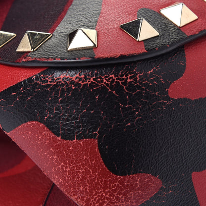 Valentino Garavani Nappa Canvas Camouflage Mini Rockstud Flap Saddle Crossbody Bag Red 9 of 10