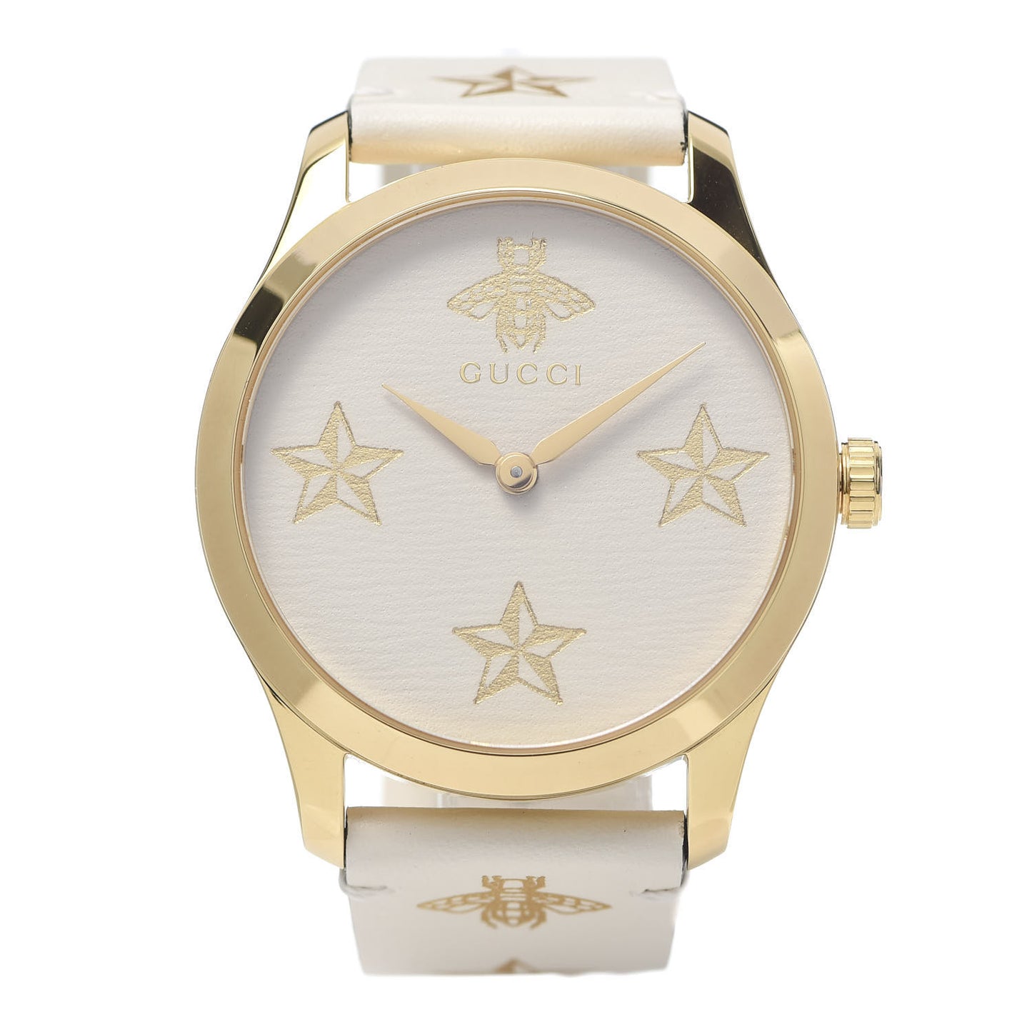 Stainless Steel Calfskin 38mm G-Timeless Bee Star Quartz Watch White