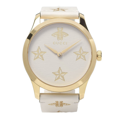 Gucci Stainless Steel Calfskin 38mm G-Timeless Bee Star Quartz Watch White 1 of 6