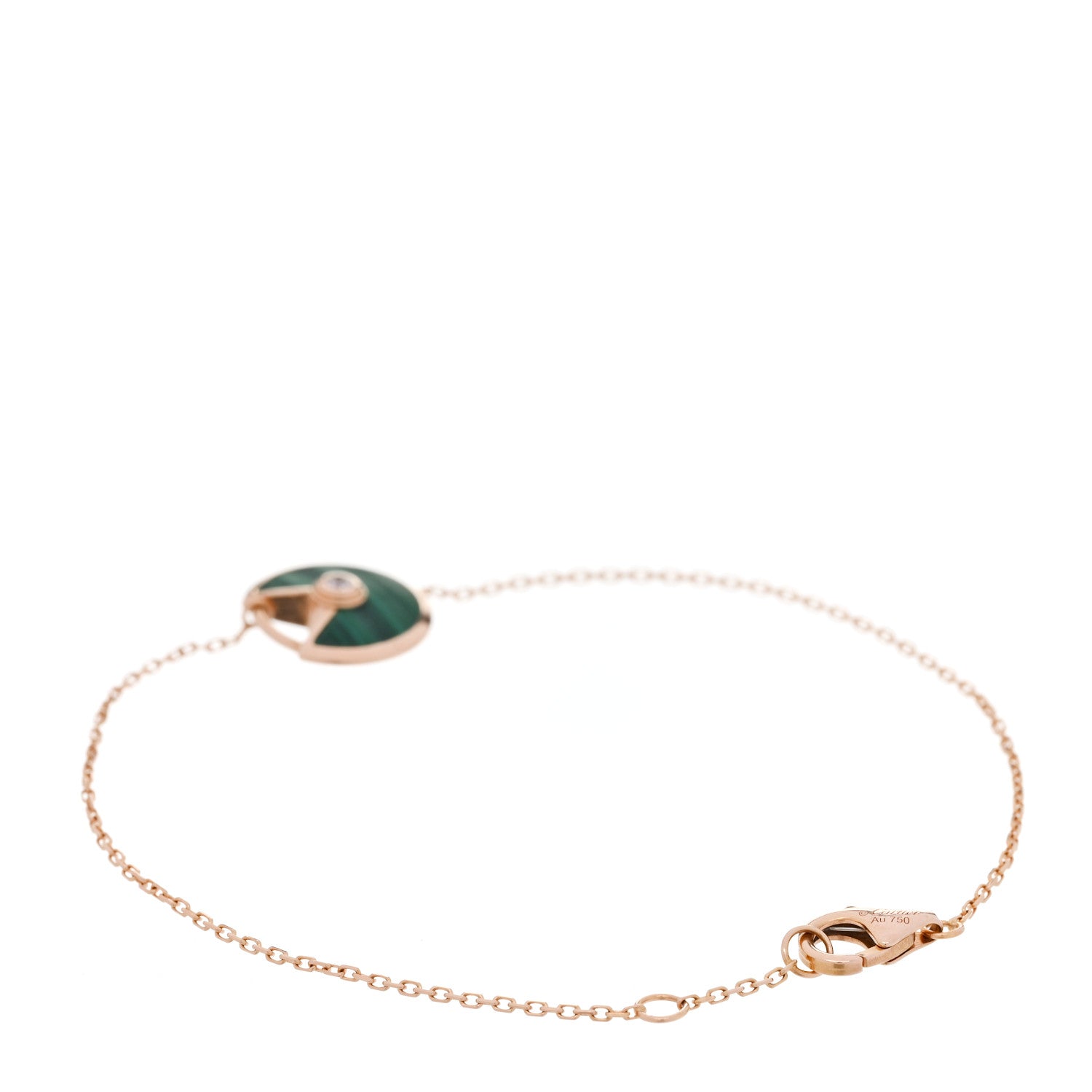 Cartier 18K Pink Gold Diamond Malachite Amulette de Cartier Bracelet 2 of 5