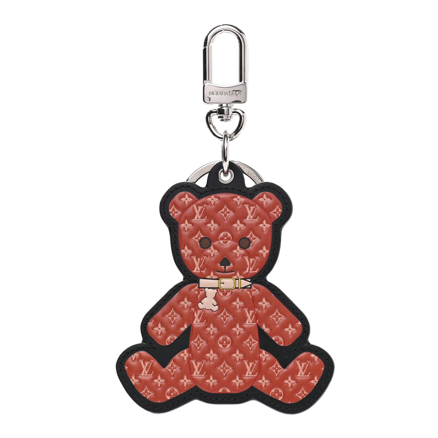 Monogram Teddy Bear Bag Charm Key Holder Brown