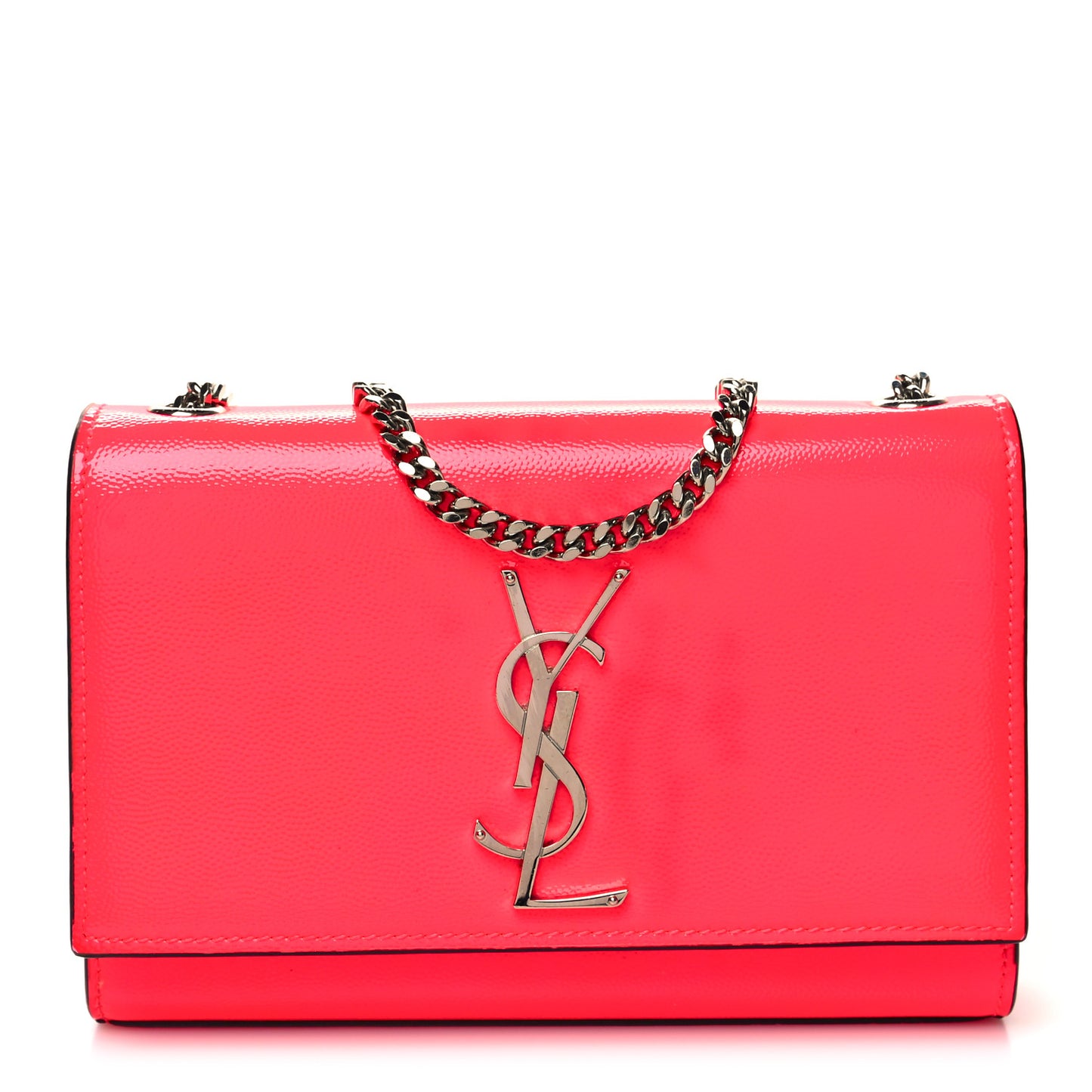 Patent Grain de Poudre Small Monogram Kate Satchel Neon Pink
