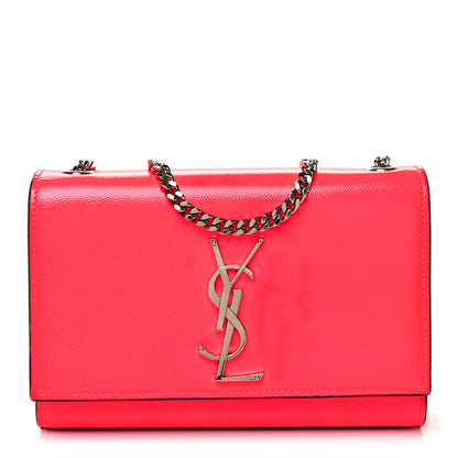 Saint Laurent Patent Grain de Poudre Small Monogram Kate Satchel Neon Pink 1 of 12