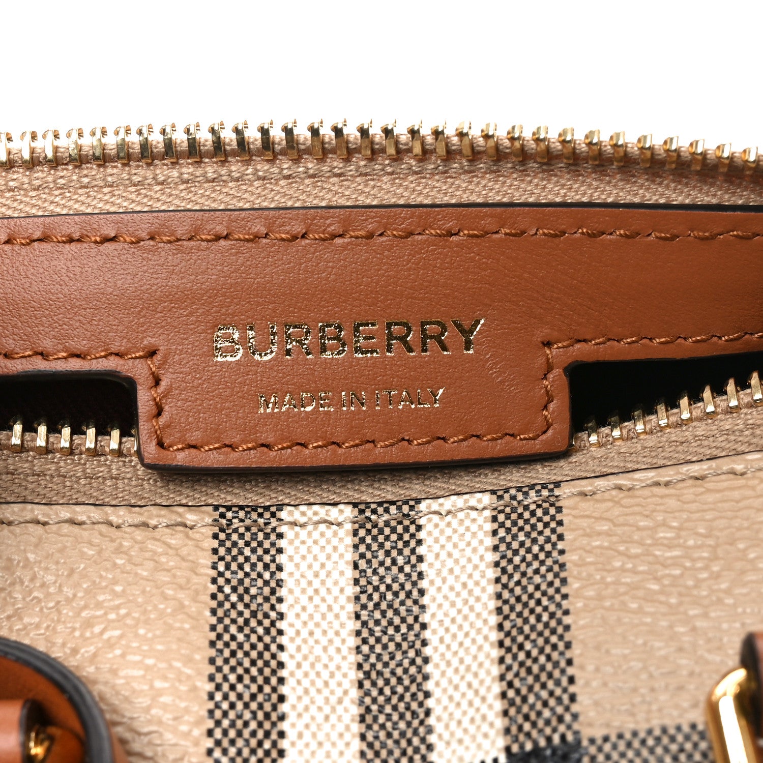 Burberry Vintage Check Mini Bowling Bag Briar Brown 6 of 10