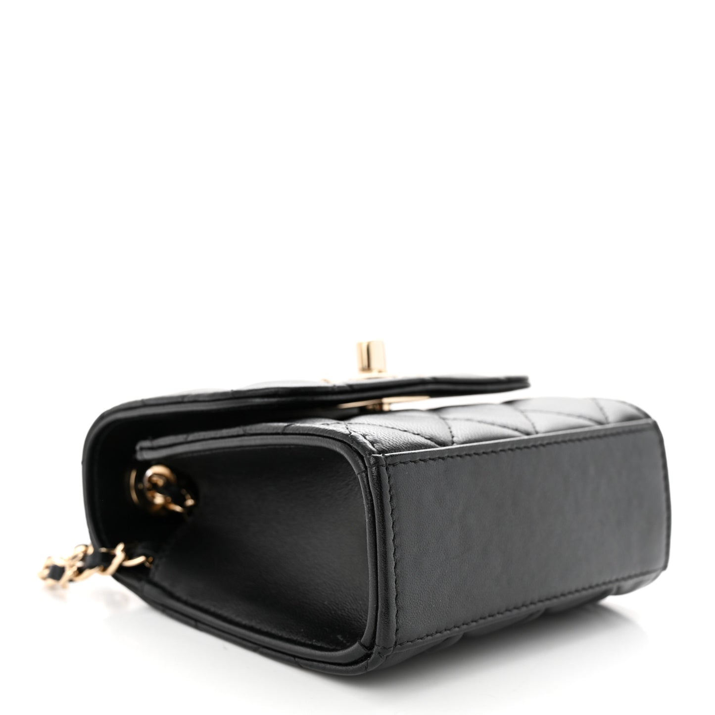 Lambskin Quilted Mini Trendy CC Chain Wallet Black