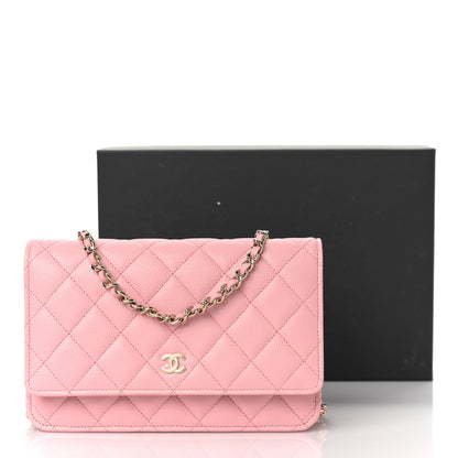 Chanel Caviar Quilted Wallet on Chain WOC Light Pink 9 of 9