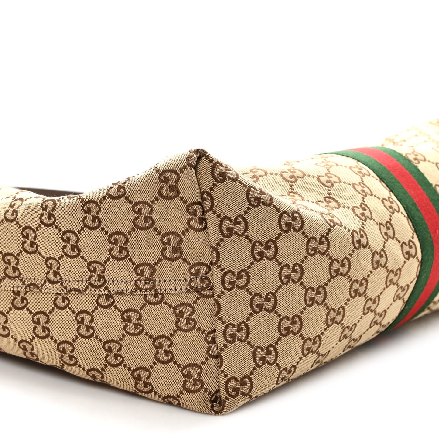 GG Monogram Web Large Giglio Tote Beige Brown