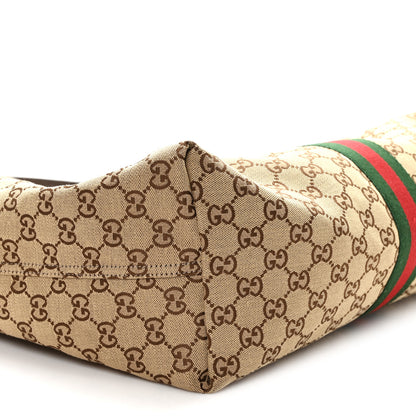 Gucci GG Monogram Web Large Giglio Tote Beige Brown 9 of 10