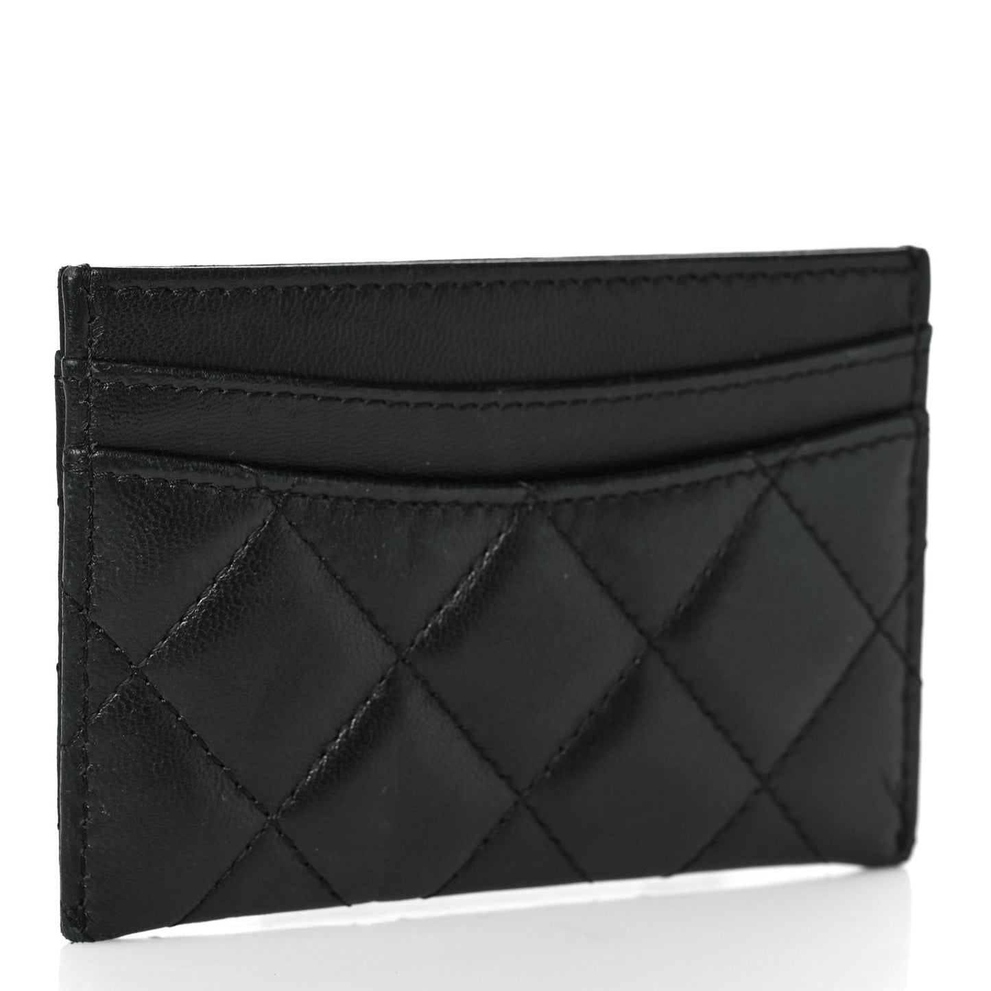 Lambskin Quilted Card Holder Black
