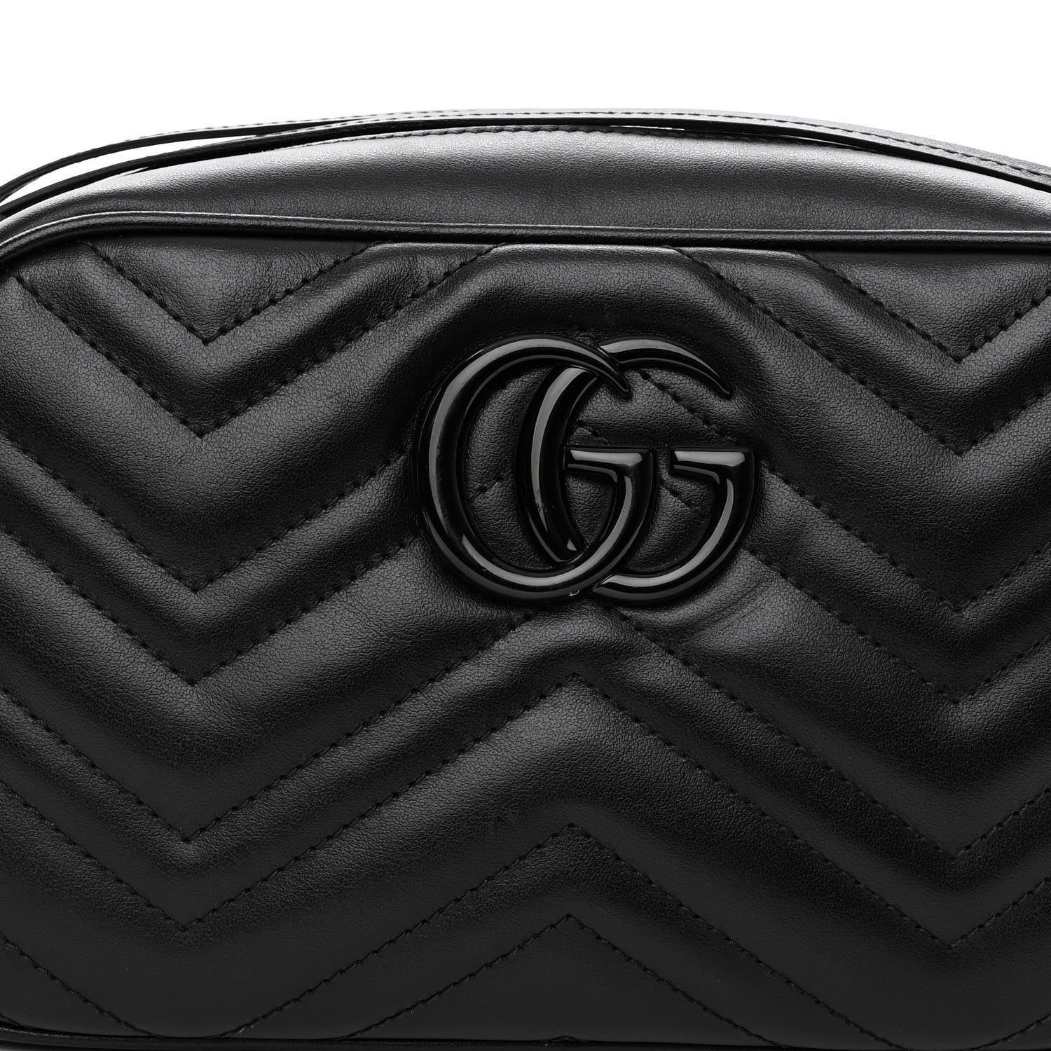 Gucci Calfskin Matelasse Monochrome Small GG Marmont Chain Shoulder Bag Black 7 of 10