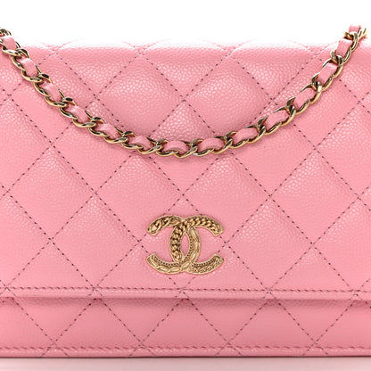 Chanel Caviar Quilted Multi Chain Wallet On Chain WOC Light Pink 9 of 16