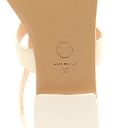 Chanel Lambskin Chain CC Thong Sandals 39 Ivory 7 of 10