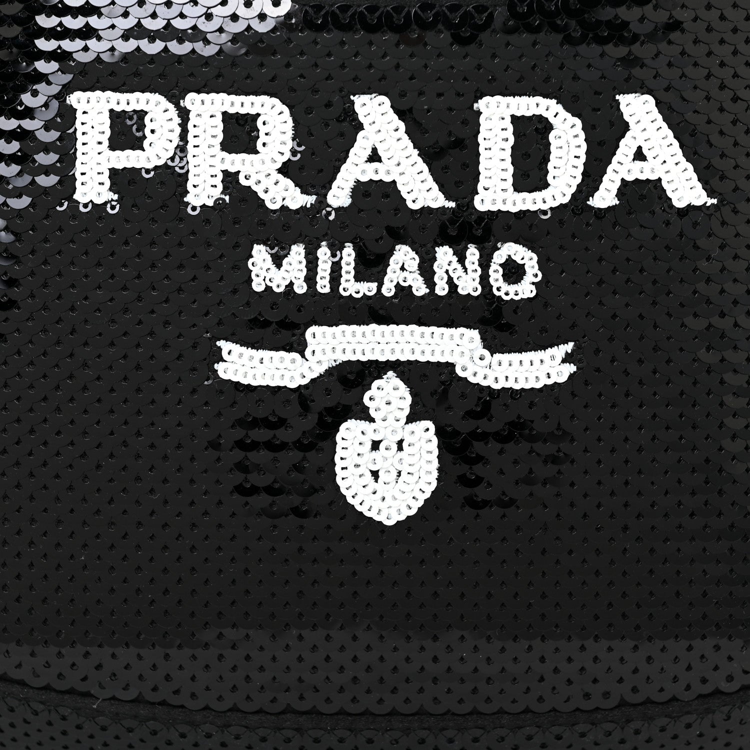 Prada Paillettes Sequin Logo Cleo Adjustable Strap Shoulder Bag Black White 7 of 10