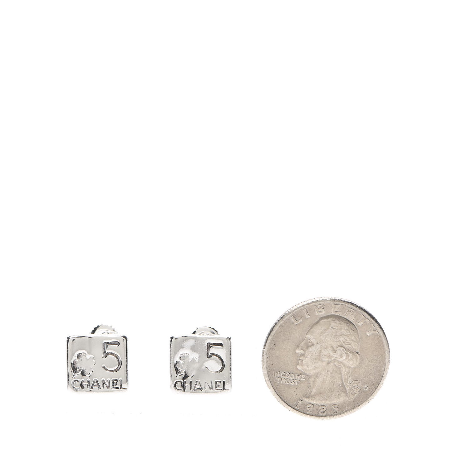Sterling Silver Square Number 5 Earrings