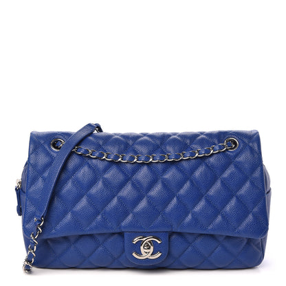 Chanel Caviar Quilted Jumbo Easy Flap Blue 1 of 10