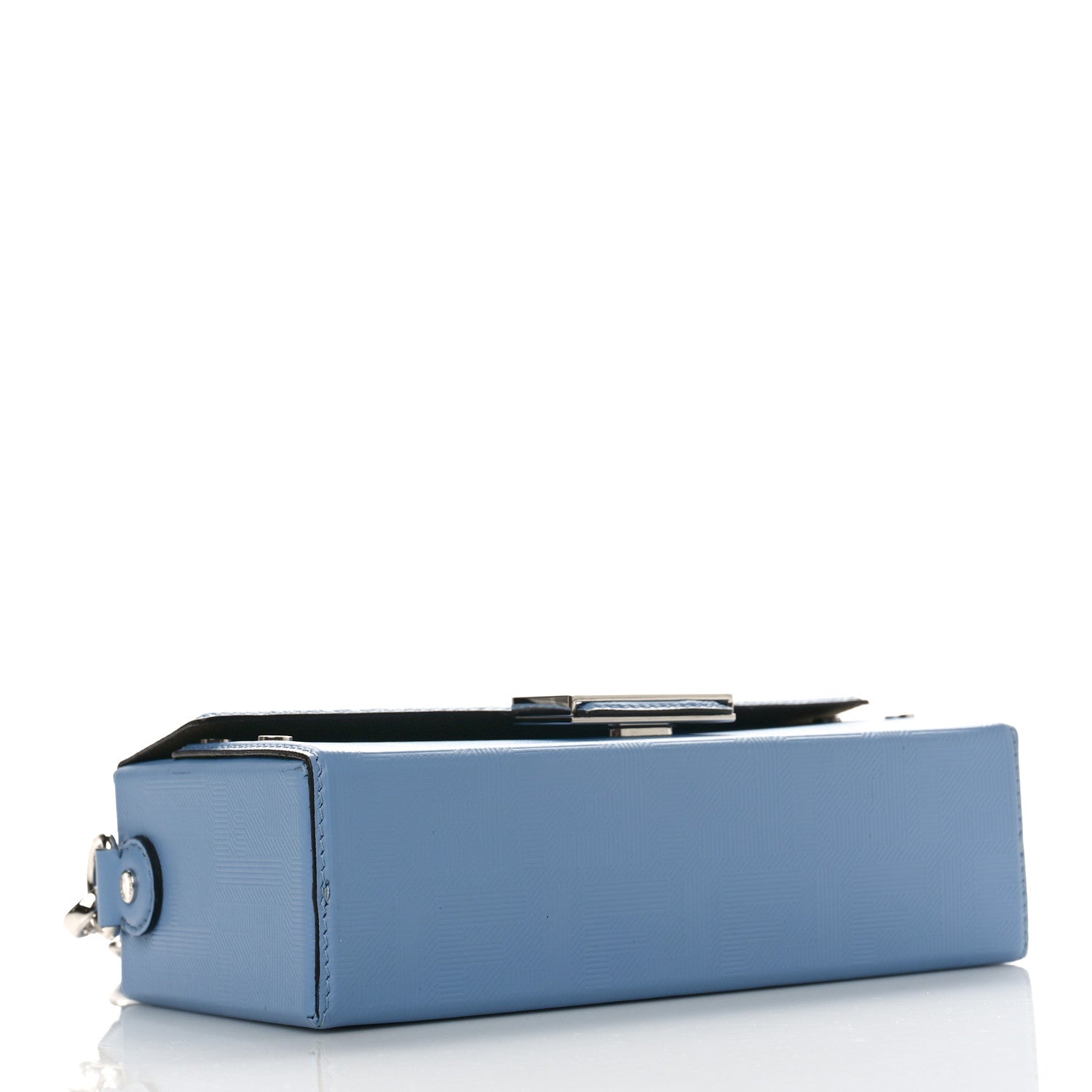 Fendi Vitello King FF Lines Embossed Baguette Soft Trunk Light Blue 4 of 8