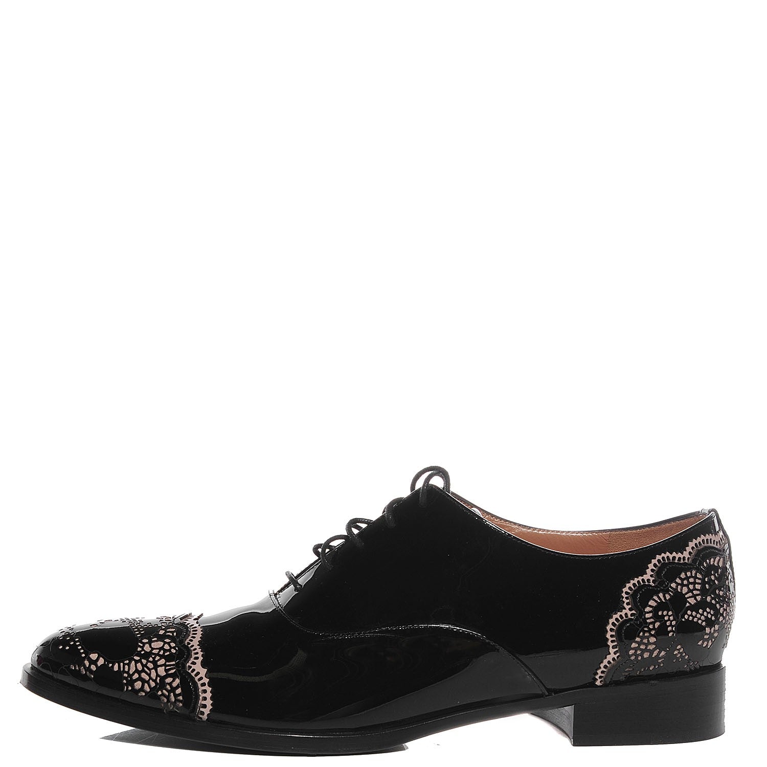 Valentino Garavani Patent Lace Art Oxfords 40 Black 1 of 7