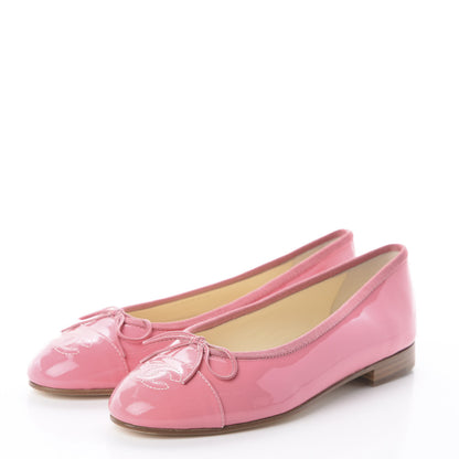 Chanel Patent Calfskin CC Cap Toe Ballerina Flats 35 Pink 3 of 7
