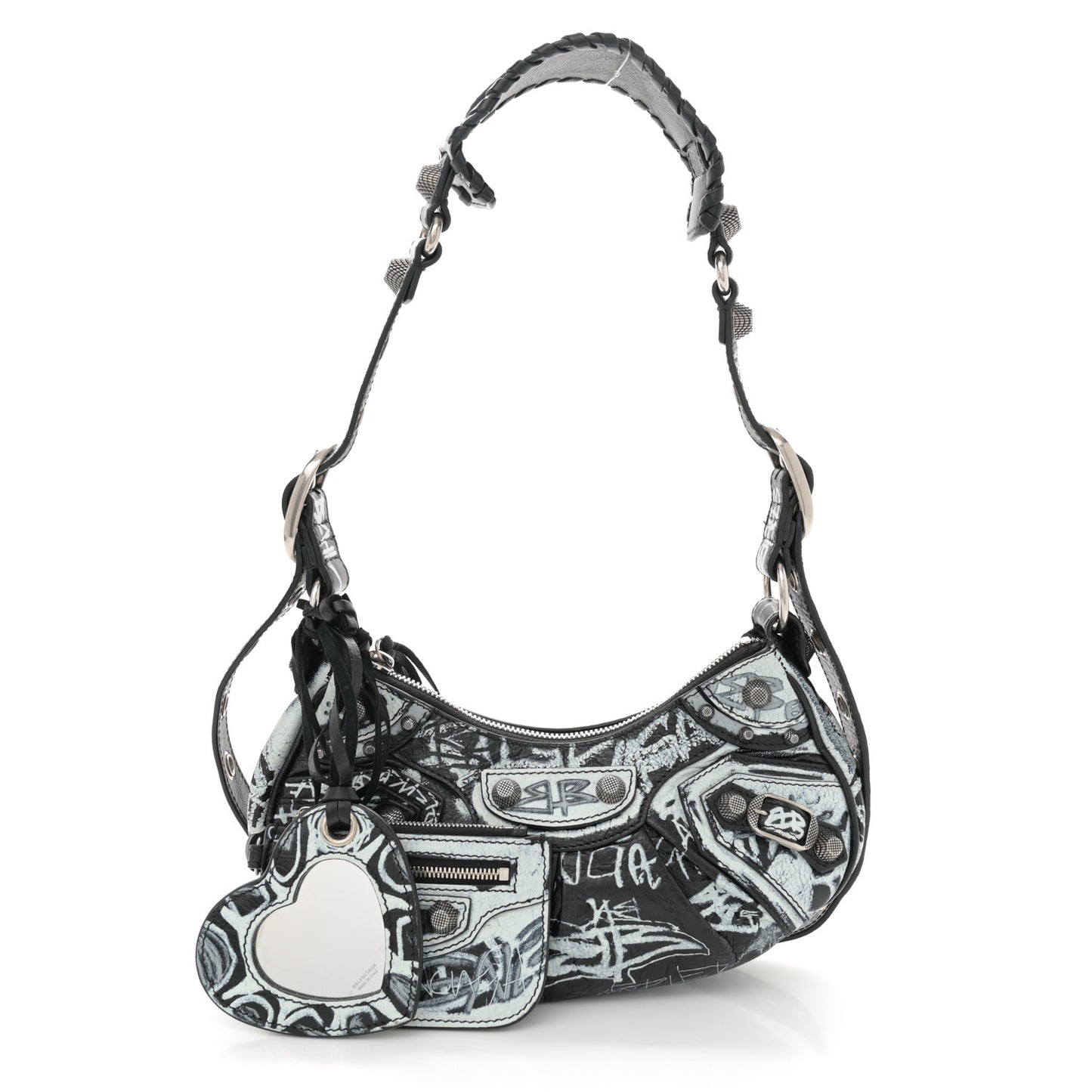 Agneau Arena Graffiti Le Cagole Shoulder Bag XS Black