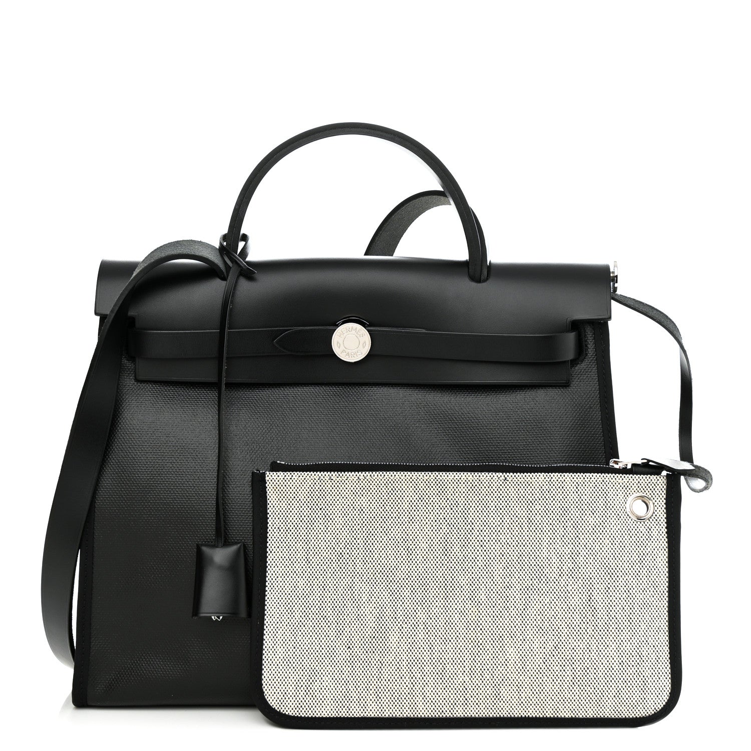 Hermes Toile H Berline Vache Hunter Herbag Zip PM 31 Black Ecru 1 of 11