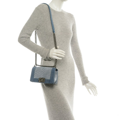 Chanel Denim Chevron Small Boy Flap Light Blue 2 of 7