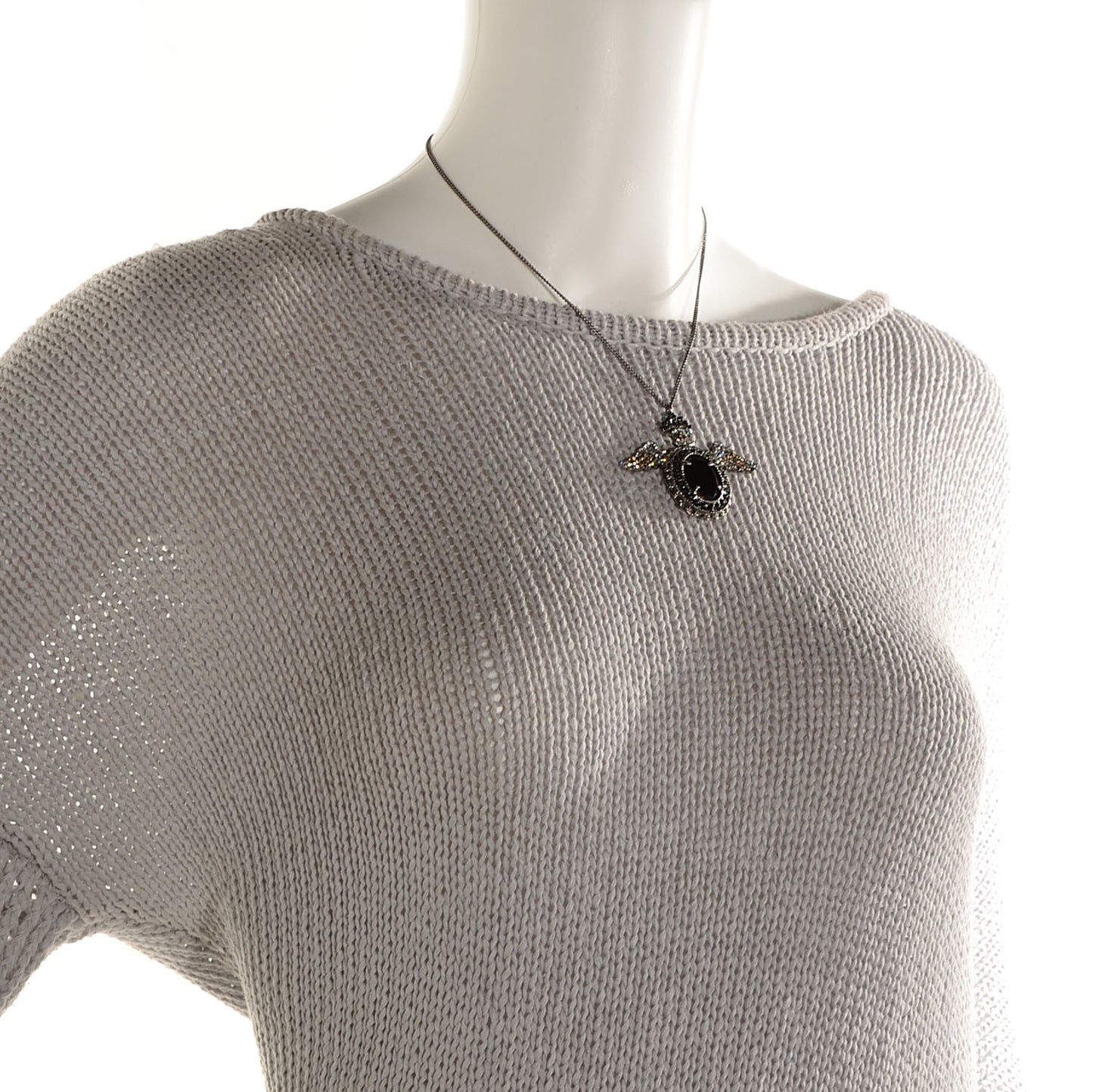 Crystal CC Crown Wing Pendant Necklace Black