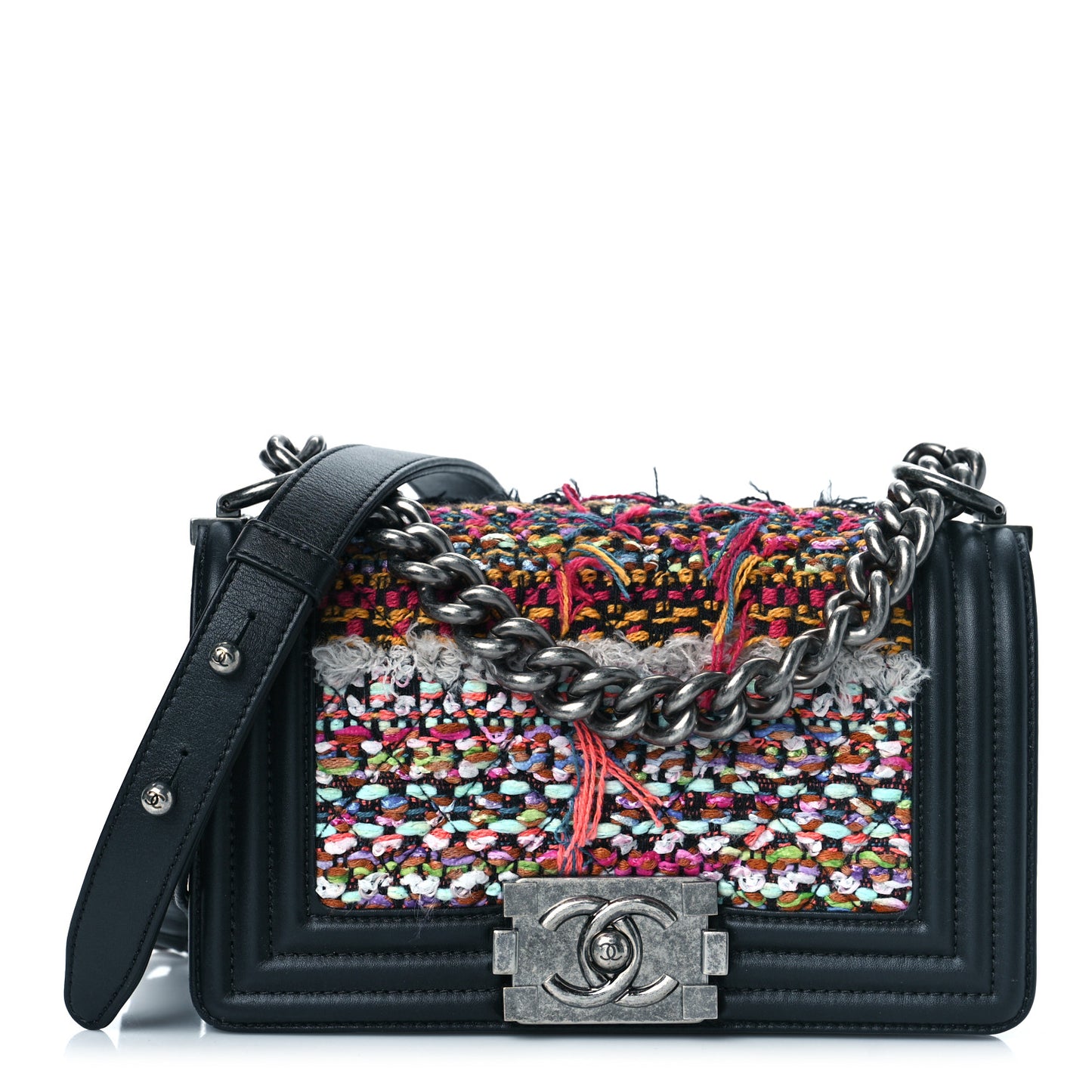 Tweed Calfskin Small Boy Flap Multicolor