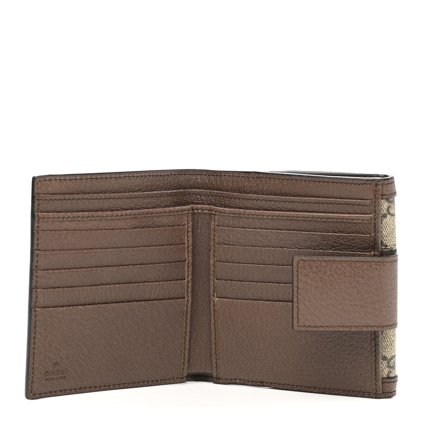 GG Supreme Monogram Web Ophidia French Flap Wallet Beige New Acero