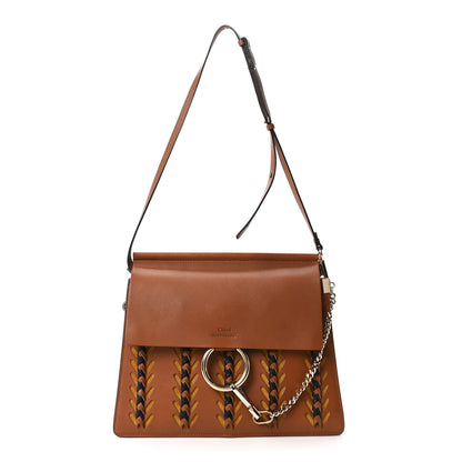 Chloe Goatskin Braided Medium Faye Shoulder Bag Caramel Black 1 of 9