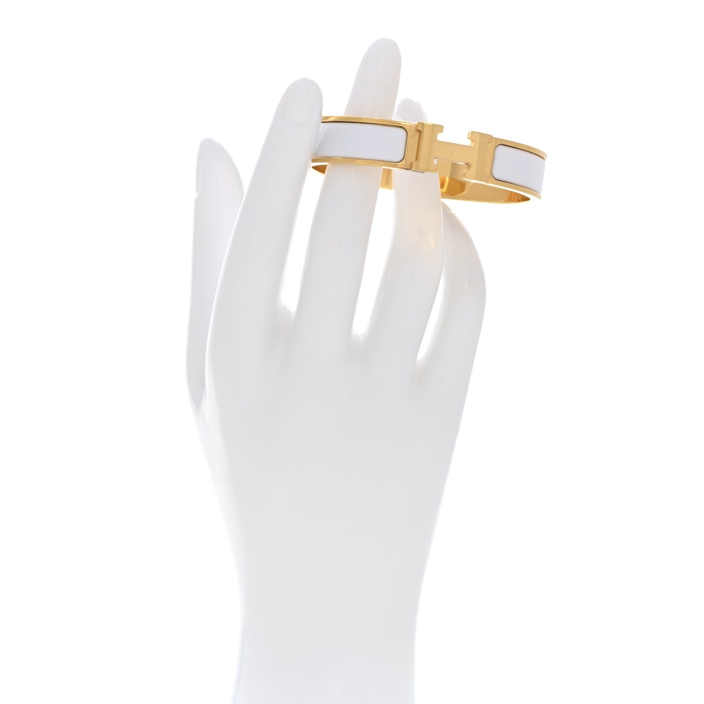 Enamel Narrow Clic Clac H Bracelet PM White