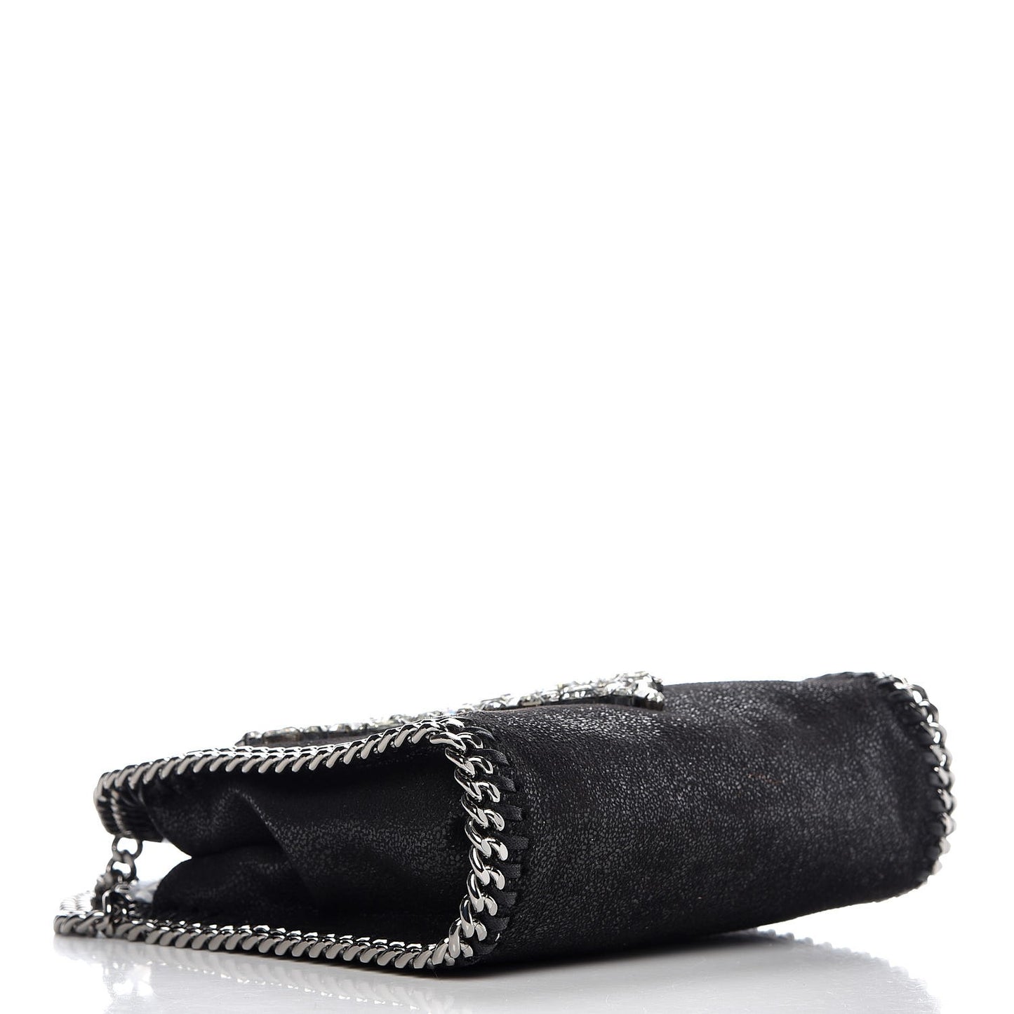 Shaggy Deer Crystal Stones Heart Tiny Falabella Tote Black