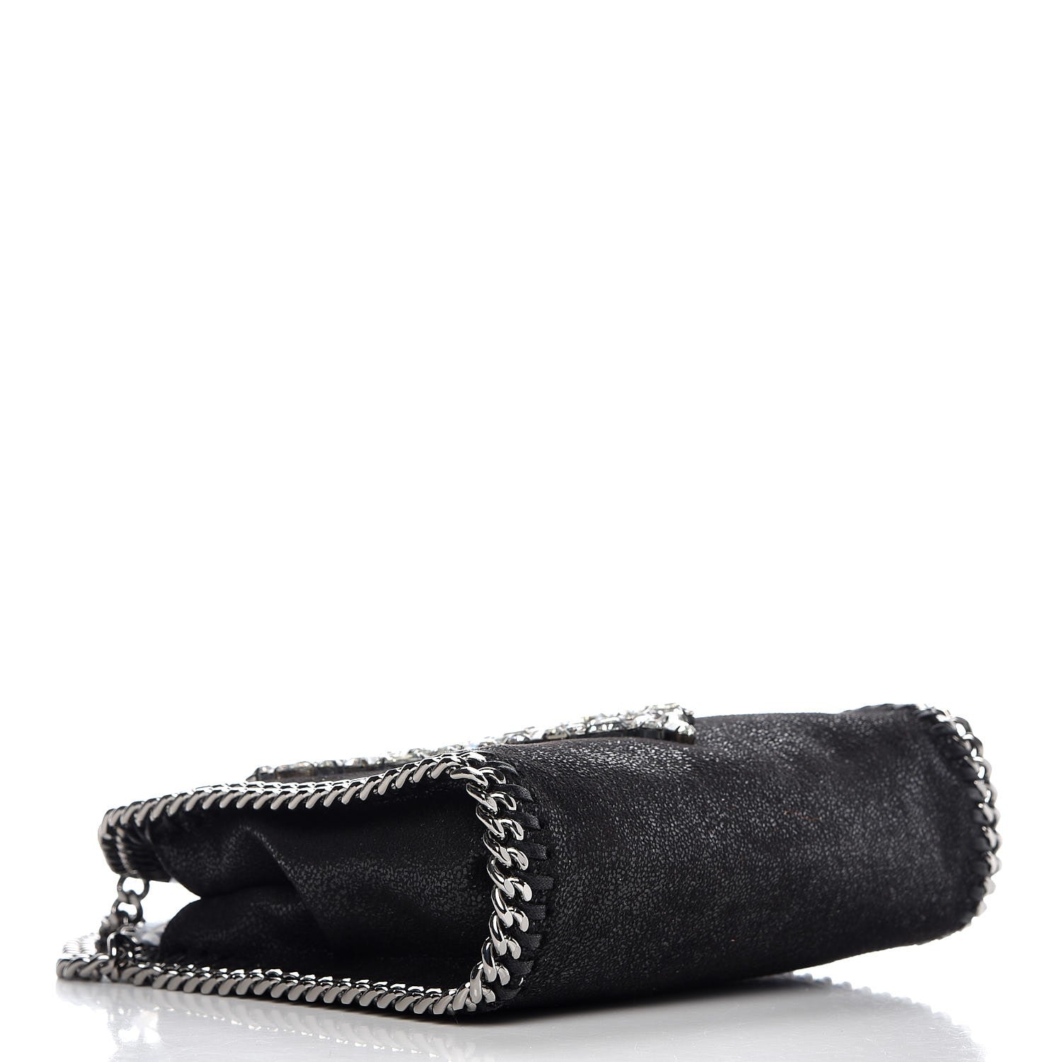 Stella McCartney Shaggy Deer Crystal Stones Heart Tiny Falabella Tote Black 4 of 9