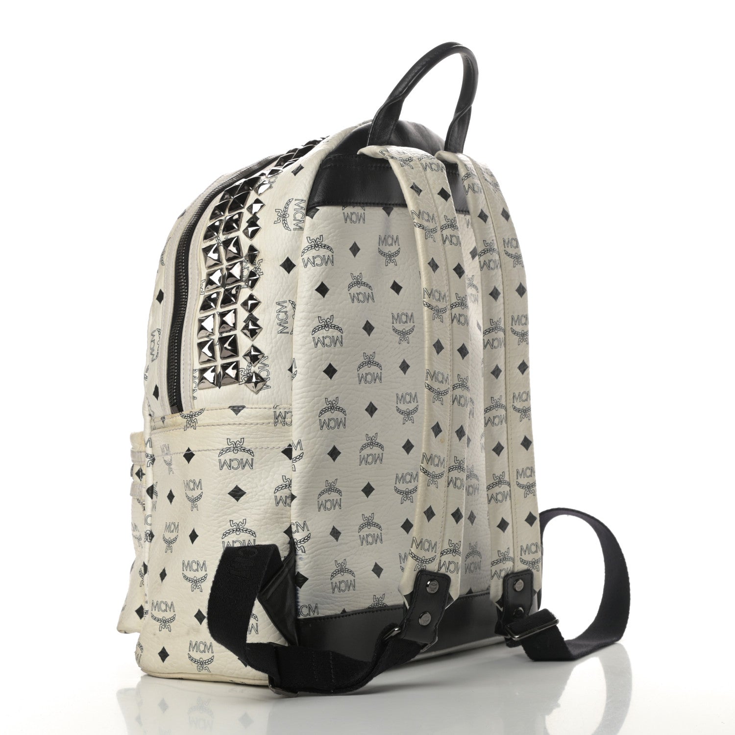 MCM Visetos Crown Stud Medium Stark Backpack White 3 of 17