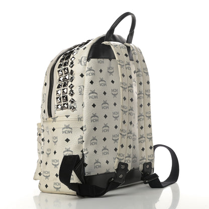 MCM Visetos Crown Stud Medium Stark Backpack White 3 of 17