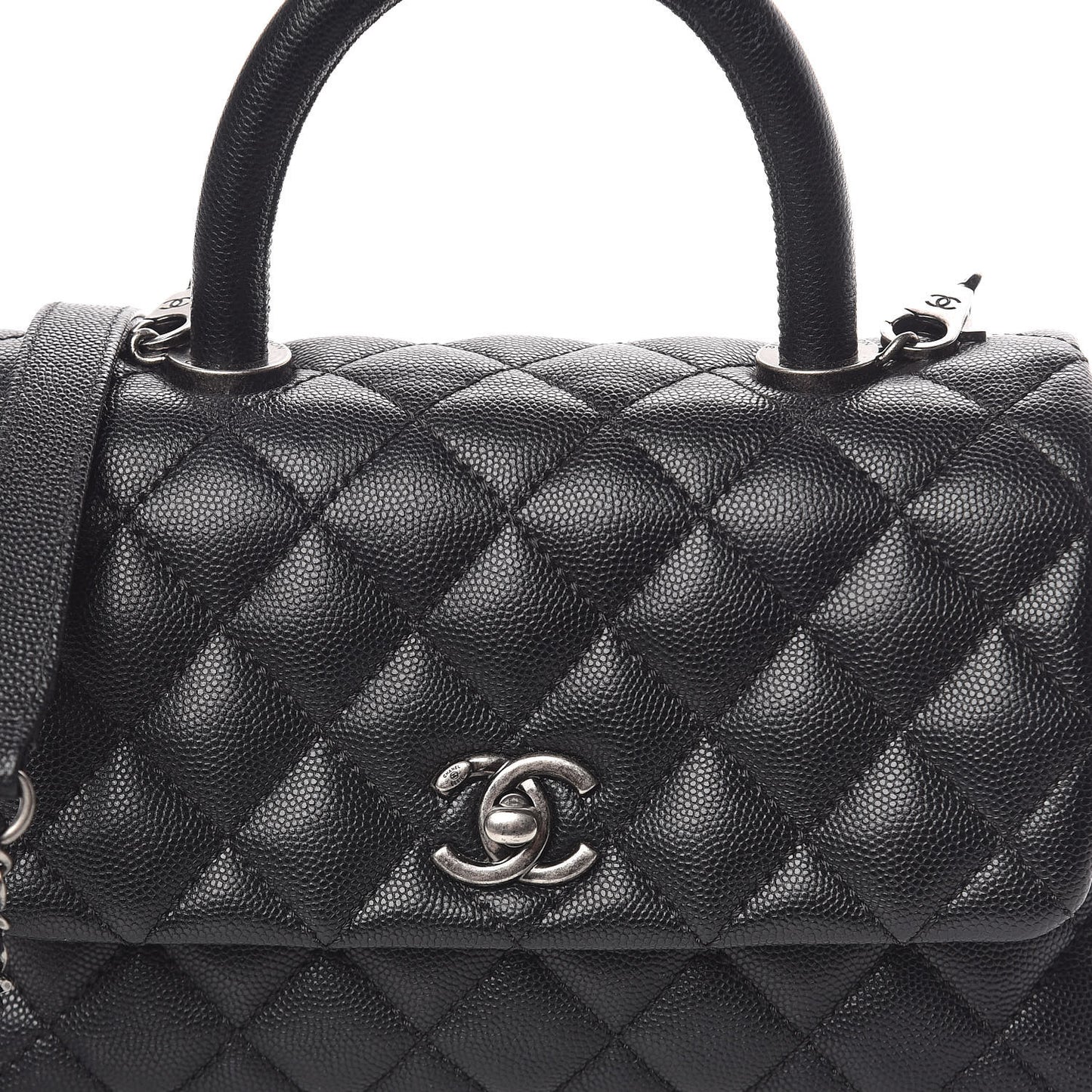 Caviar Quilted Mini Coco Handle Flap Black