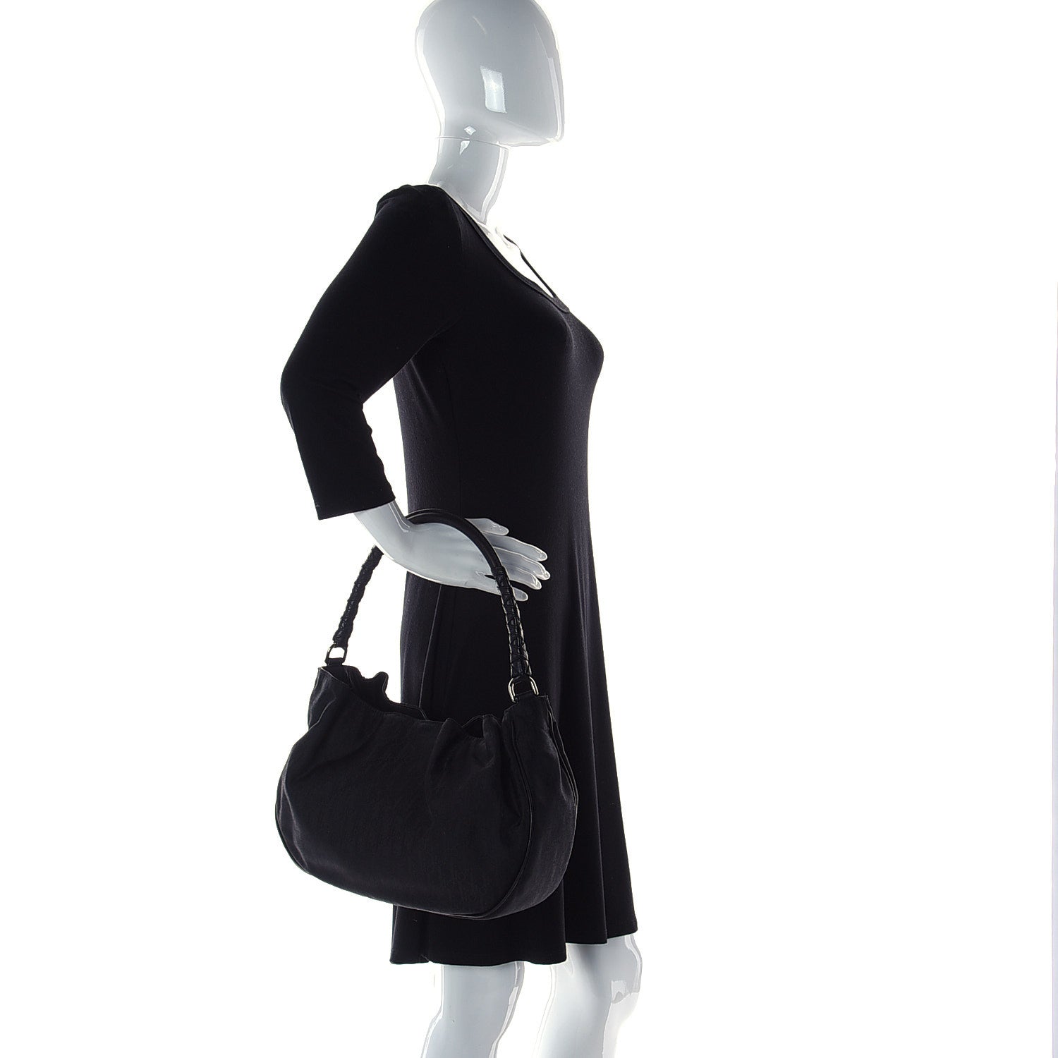 Christian Dior Nylon Monogram Lovely Hobo Black 2 of 11