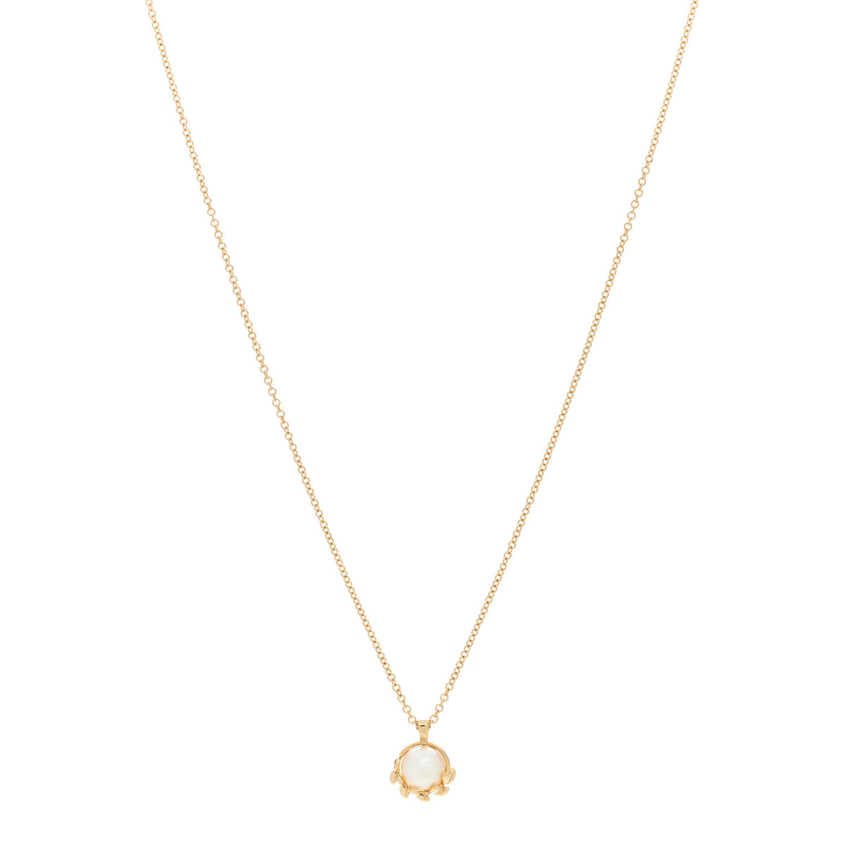 18K Yellow Gold Cultured Pearl Paloma Picasso Olive Leaf Pendant Necklace