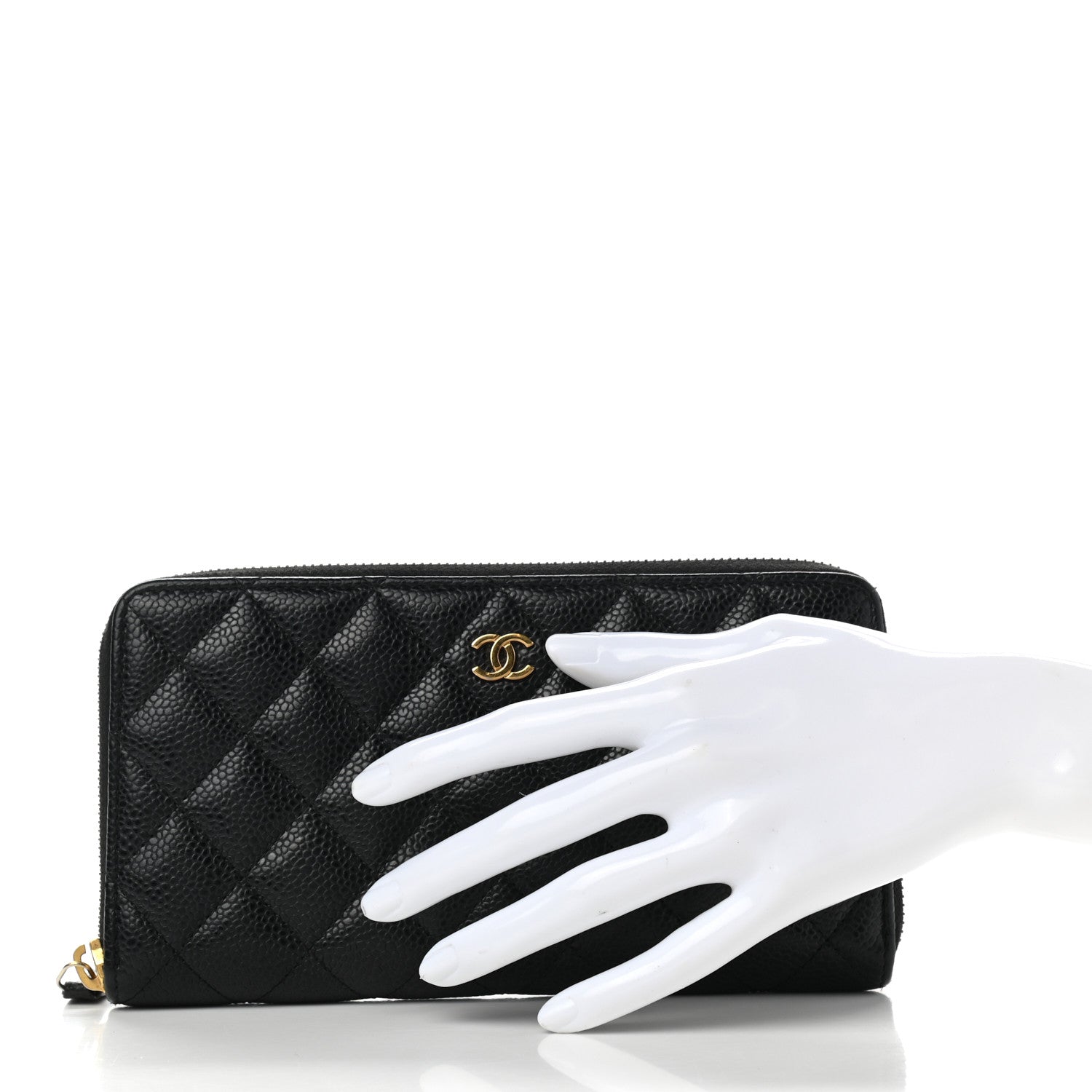 Chanel Caviar Quilted Large Gusset Zip Around Wallet Black 2 of 9