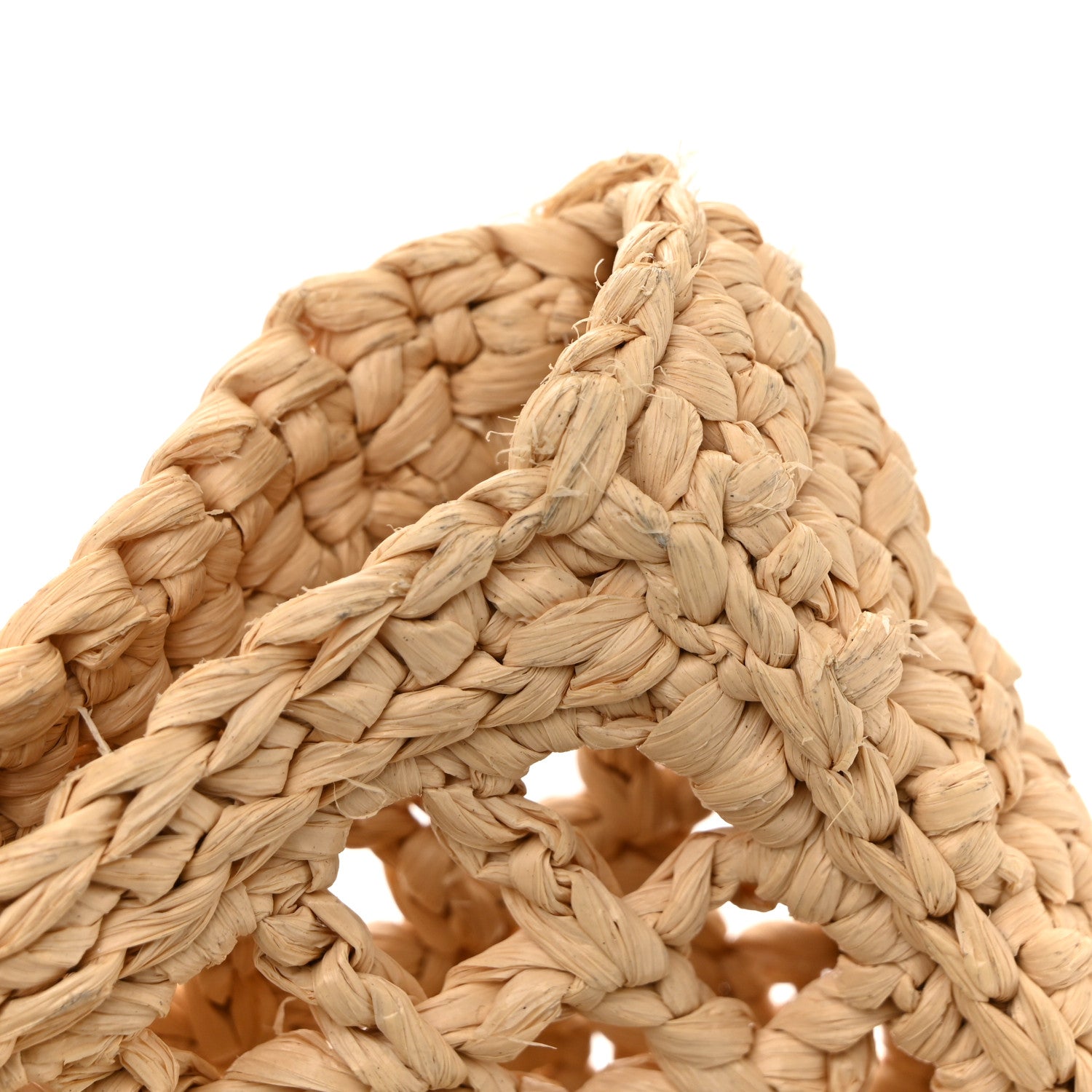 Prada Yarn Raffia Effect Crochet Logo Embroidered Tote Bag Naturale 12 of 13