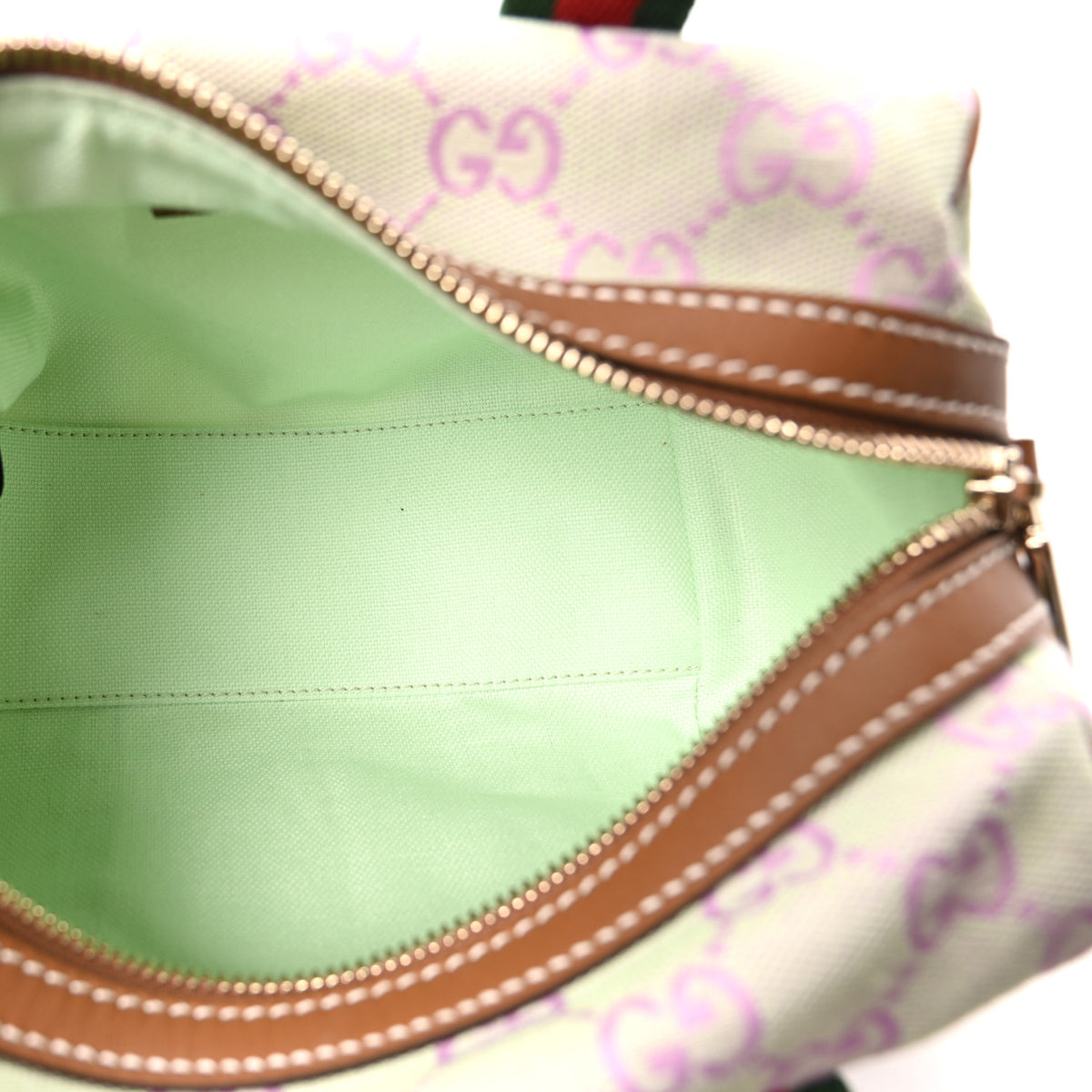 Gucci GG Supreme Web Mini GG Top Handle Bag Green Pink 5 of 10