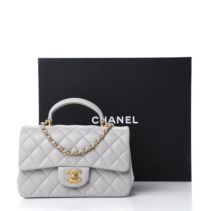 Chanel Lambskin Quilted Mini Top Handle Rectangular Flap Grey 11 of 11