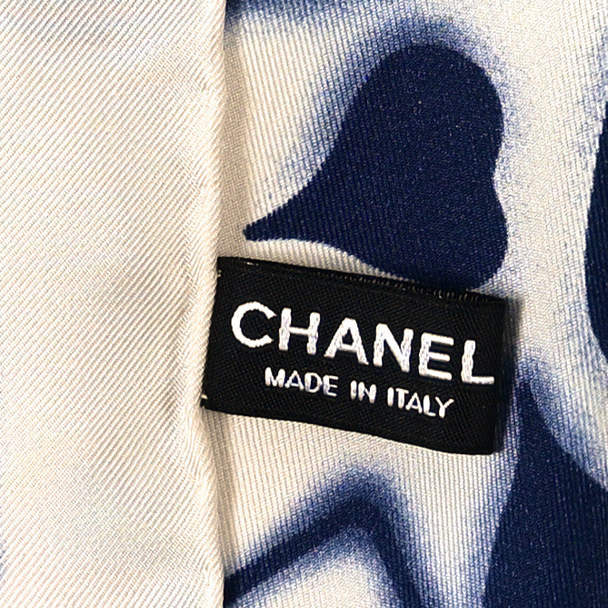 Chanel Silk CC Square Scarf Navy White 3 of 3