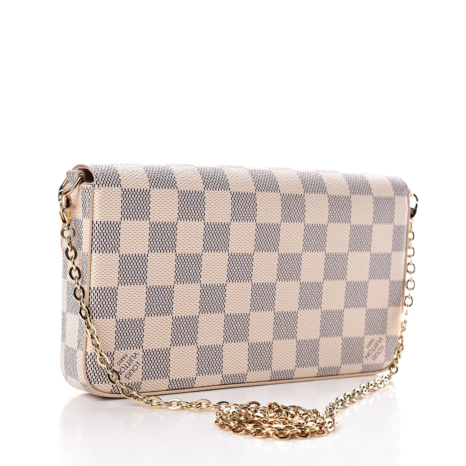 Louis Vuitton Damier Azur Pochette Felicie Chain Wallet Rose Ballerine 4 of 12