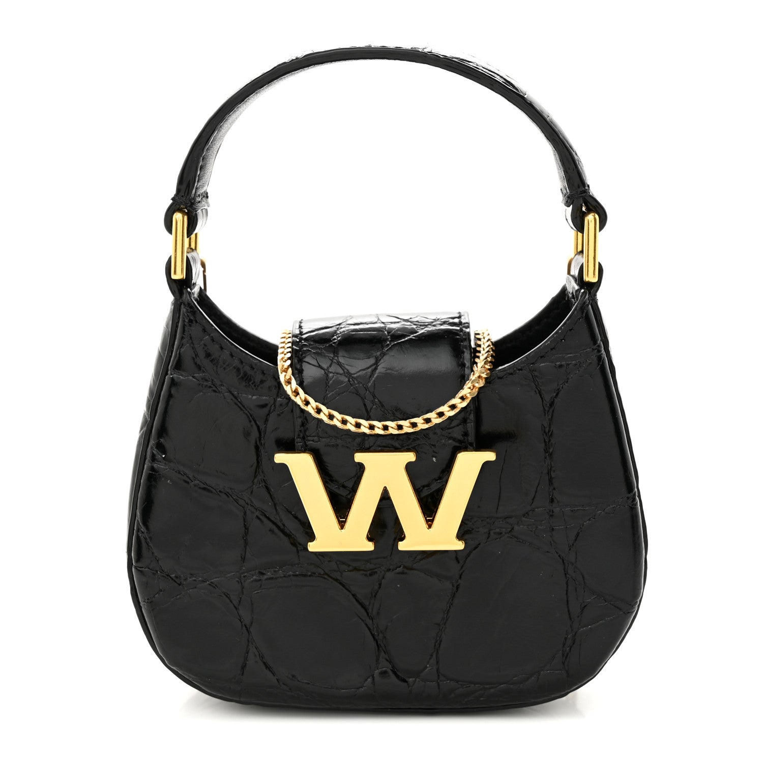 Alexander Wang Crocodile Embossed Calfskin Micro Legacy Hobo Black 1 of 13