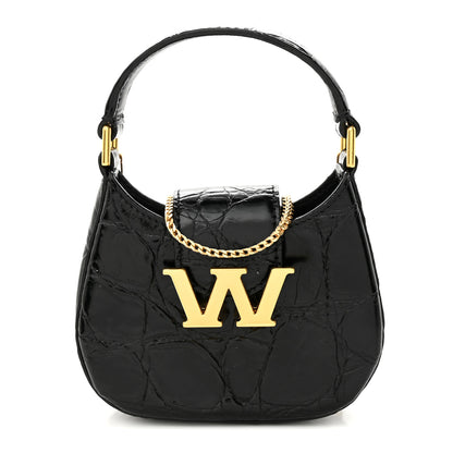 Alexander Wang Crocodile Embossed Calfskin Micro Legacy Hobo Black 1 of 13