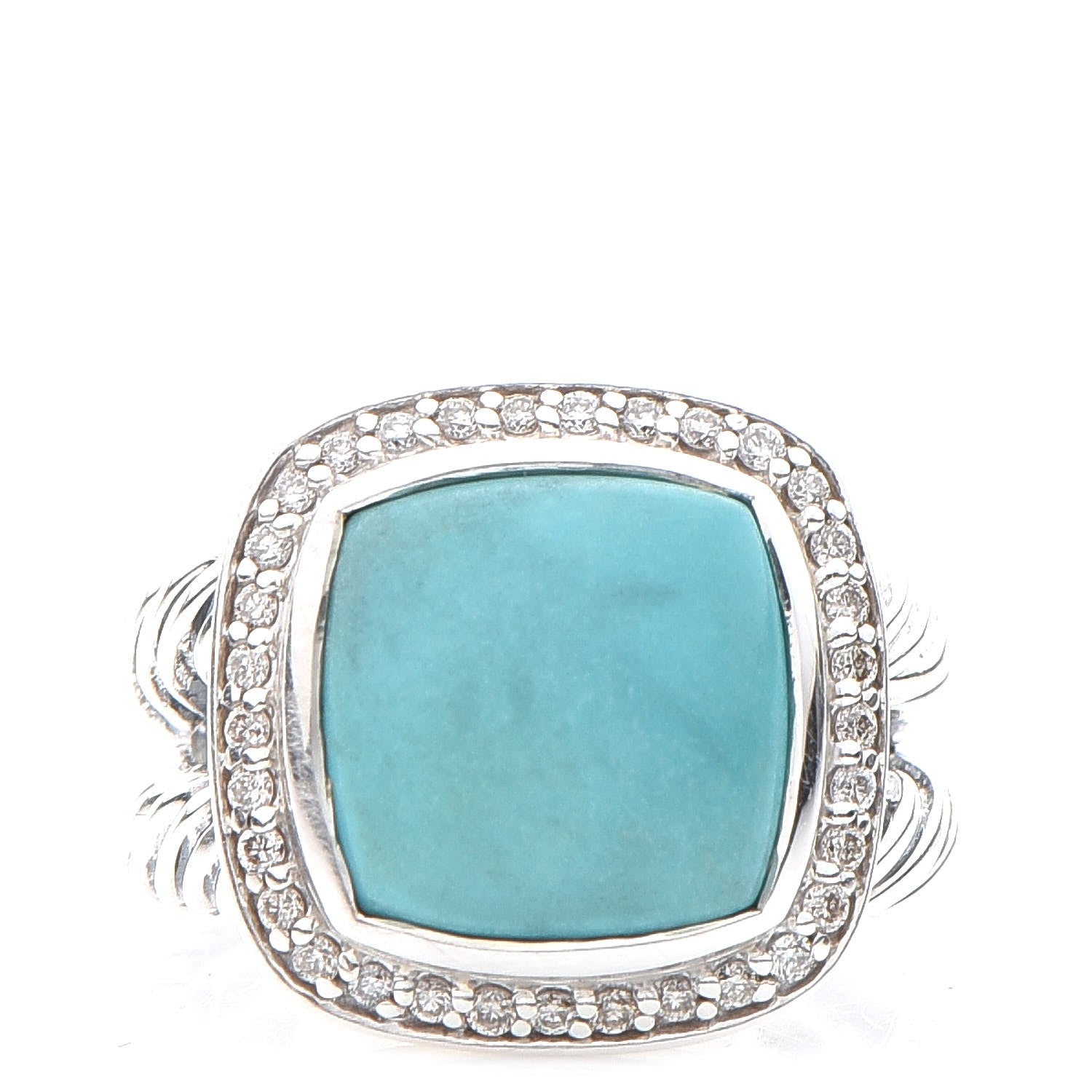 David Yurman Sterling Silver Diamond Turquoise 11mm Albion Ring 52 6 1 of 5