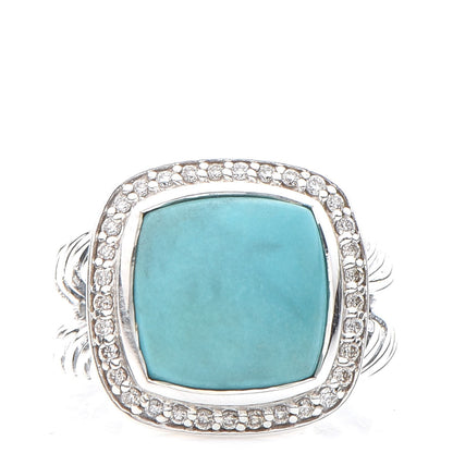 David Yurman Sterling Silver Diamond Turquoise 11mm Albion Ring 52 6 1 of 5