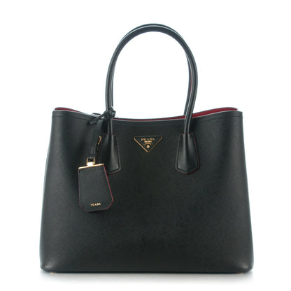 Prada Saffiano Cuir Large Double Bag Black Fuoco 1 of 8