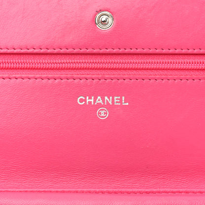 Chanel Lambskin Quilted Wallet On Chain WOC Dark Pink 6 of 21